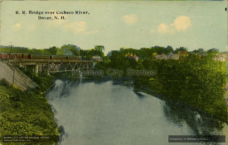 Postcard: Railroad Bridge over Cocheco River, Dover, New Hampshire